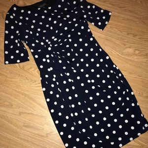 Navy and White Polkadot Dress